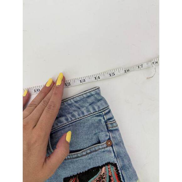 Alice + Olivia Route 66 Denim Patchwork Mini Skirt - Size 26 - Picture 7 of 8